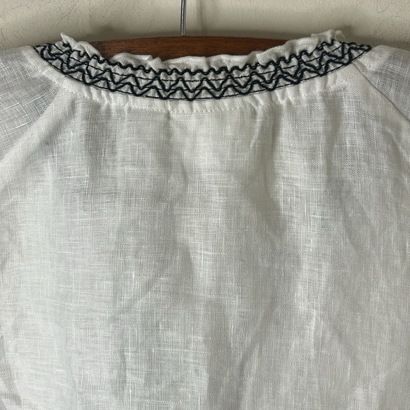 CHICO’S Embroidered Smocked Jacket 3/4 Sleeves White/Black Size 1 Medium - Picture 15 of 16